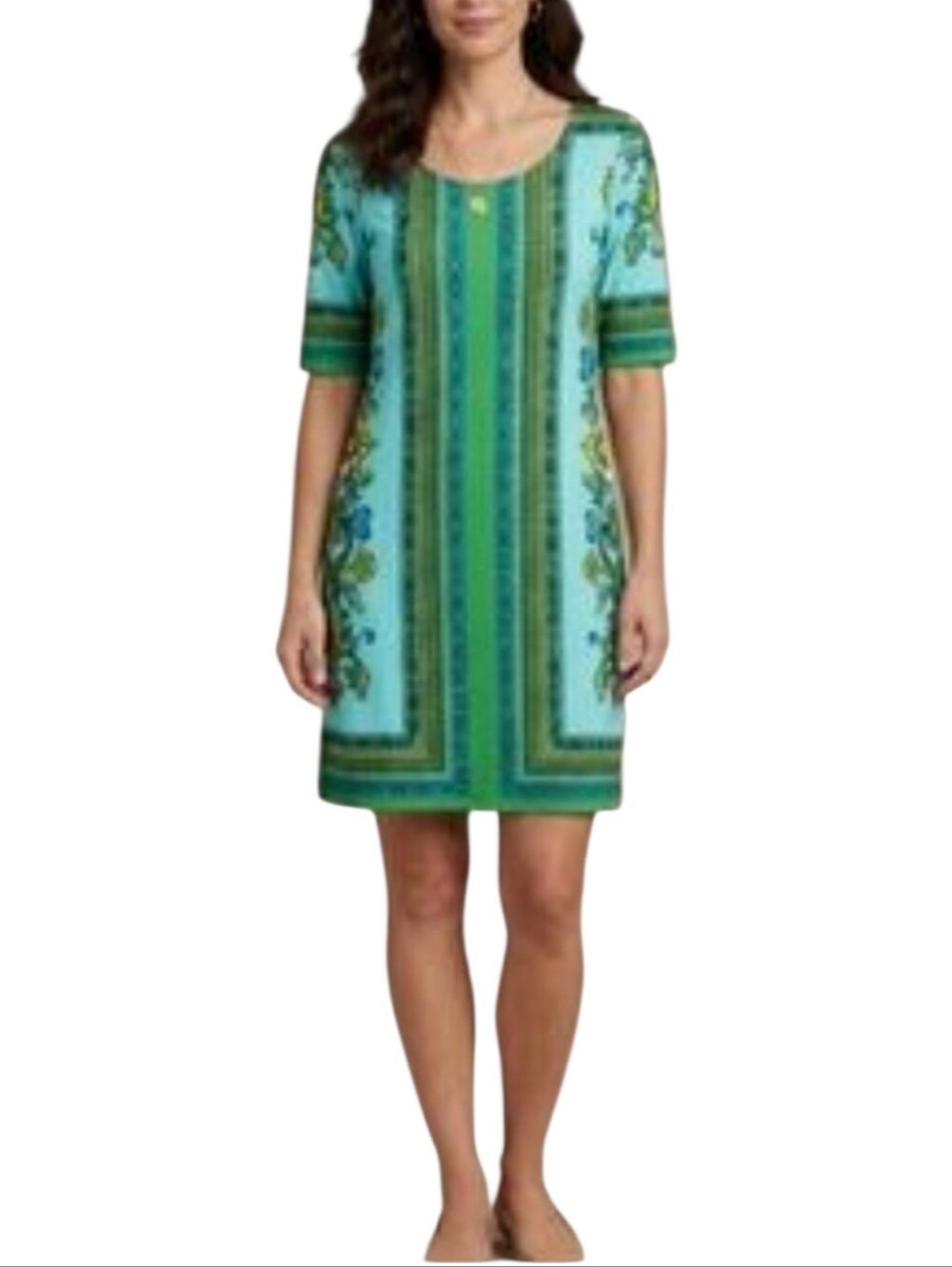 Women's Sunny Leigh Green Paisley Print Dress Sz Small